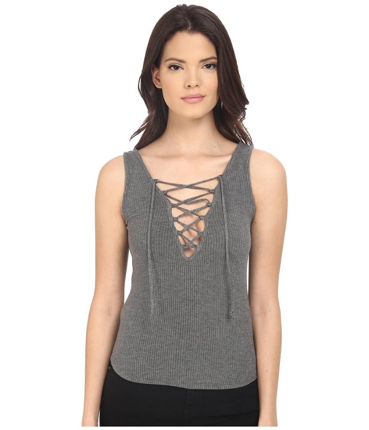 Project Social T - Lauren Lace-up Rib Tank Top
