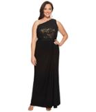 Adrianna Papell - Plus Size Metallic Lace Jersey Dress