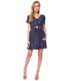 J.o.a. - Button Up Dress With Cut Out Waist And Tie Detail
