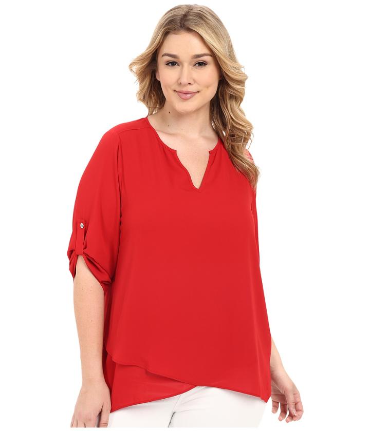 Karen Kane Plus - Plus Size Asymmetrical Hem Wrap Top
