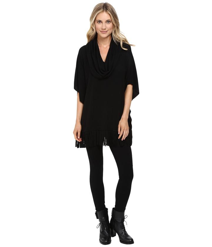 Catherine Catherine Malandrino - Cowl Neck Snit Poncho W/ Fringe