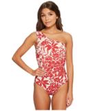 Red Carter - Shanghai Shirred One Shoulder One-piece