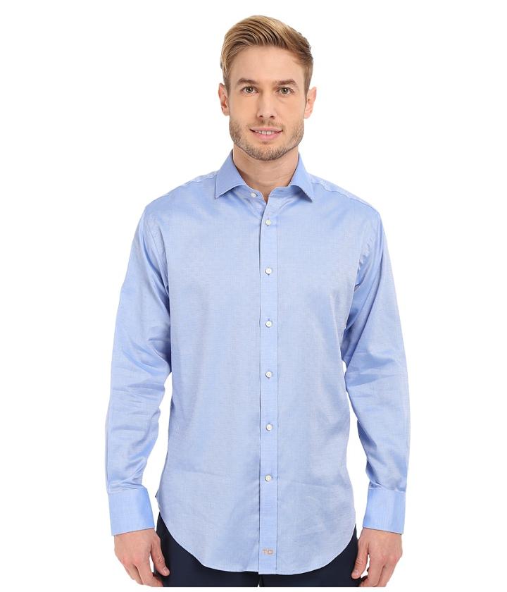 Thomas Dean &amp; Co. - Long Sleeve Woven Textured Tonal Check
