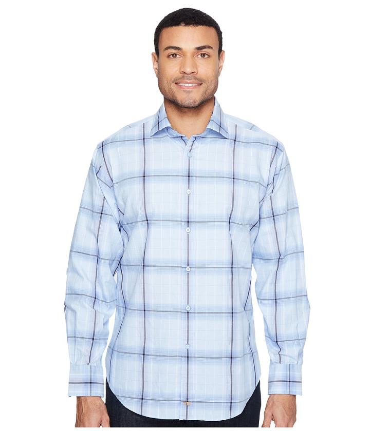 Thomas Dean &amp; Co. - Long Sleeve Jacquard Plaid Sport Shirt