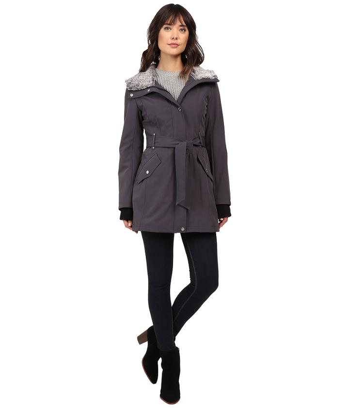 Jessica Simpson - Faux Fur Lined Hood Belted Softshell