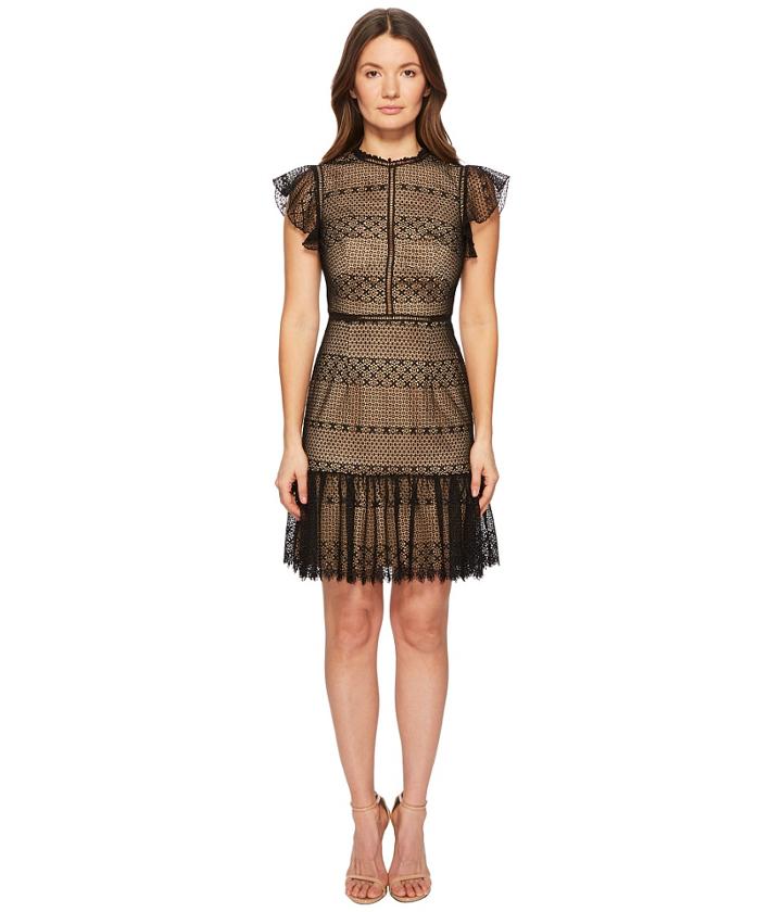 Ml Monique Lhuillier - Cap Sleeve Lace Dress