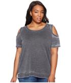 Allen Allen - Plus Size Short Sleeve Cold Shoulder Crew Top