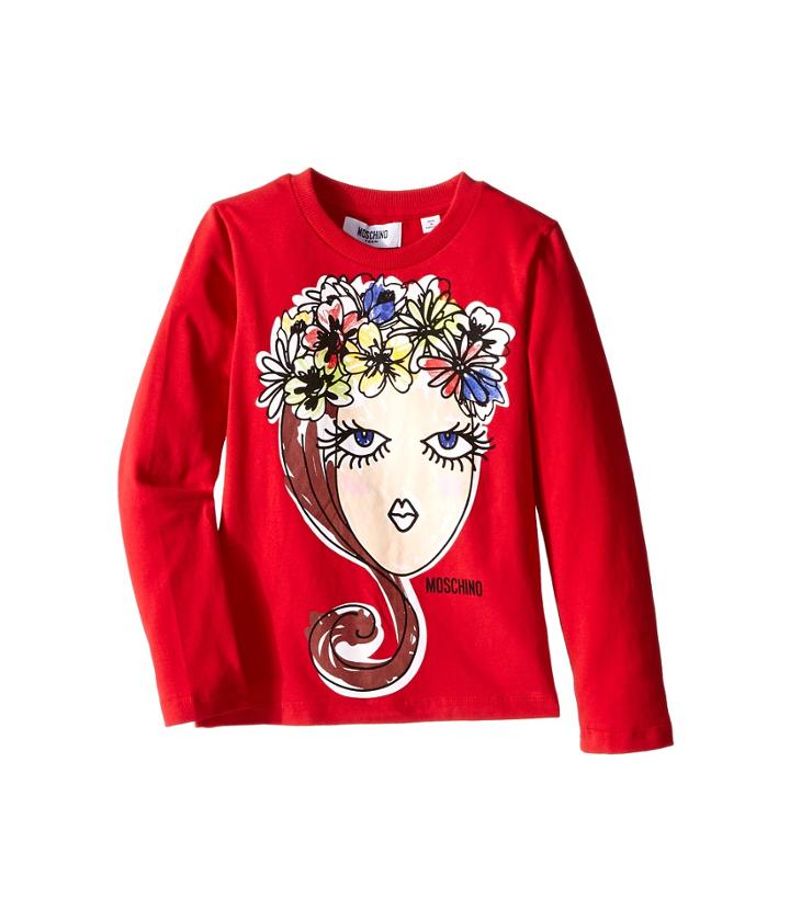 Moschino Kids - Long Sleeve Crown Flowers Tee Shirt