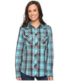 Roper - 0651 Turquoise Plaid Embroidery Shirt