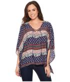 Roper - 1385 Border Print Rayon V-neck Poncho