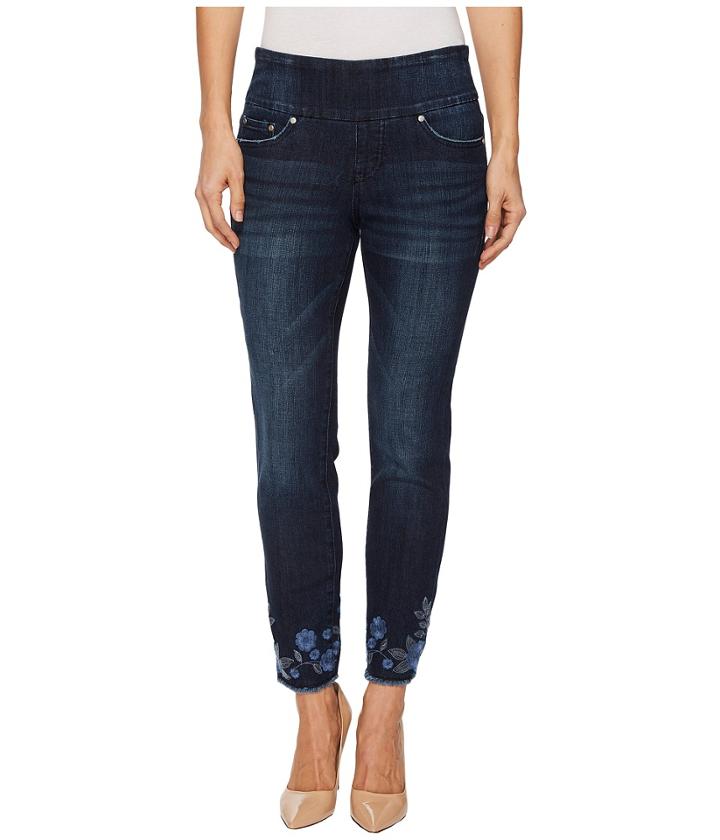 Jag Jeans - Amelia Slim Ankle Pull-on Jeans With Embroidery In Meteor Wash