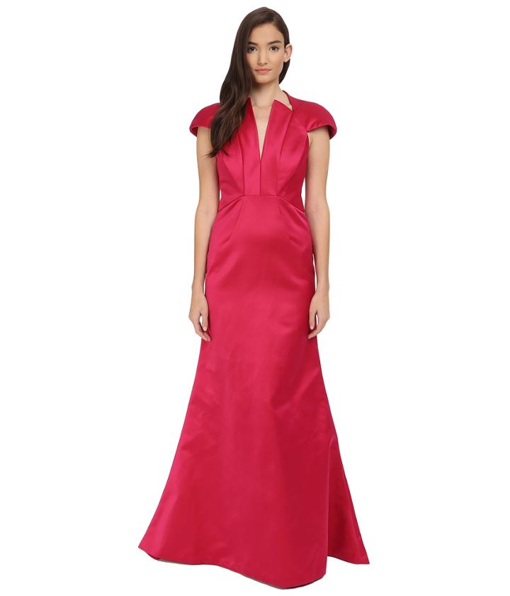 Zac Posen - Bonded Crepe V-neck Sleeveless Gown