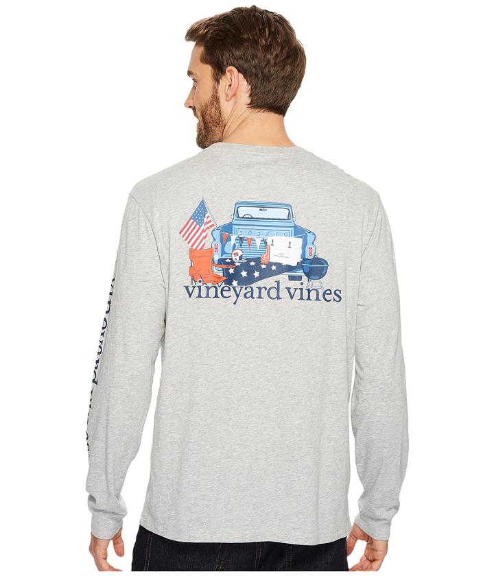 Vineyard Vines - Long Sleeve Americana Gameday Pocket Tee