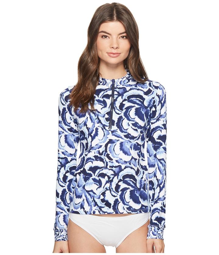 Tommy Bahama - Pansy Petals Mock-neck Rashguard