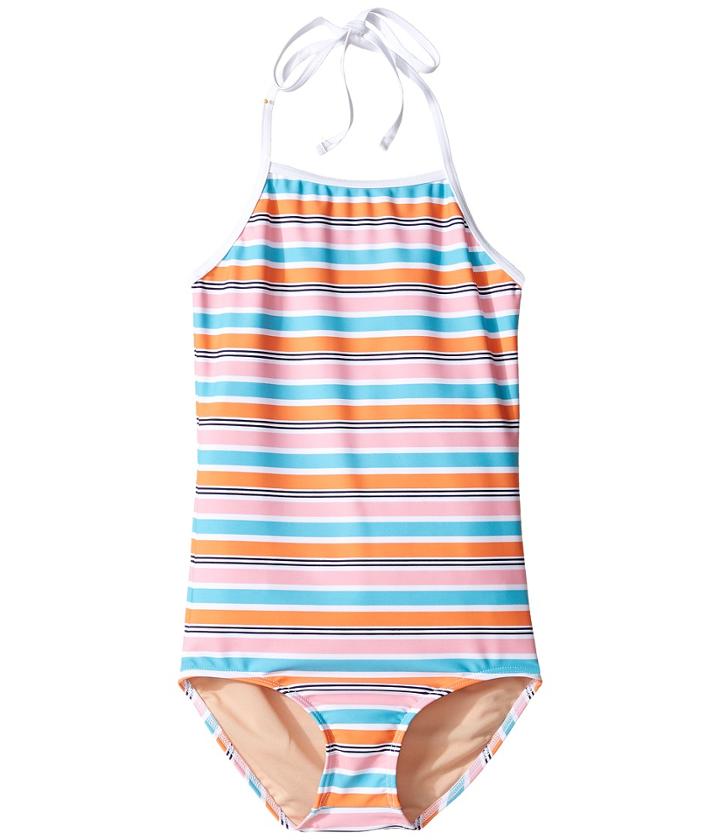 Toobydoo - One-piece Pink Aqua Stripe Swimsuit