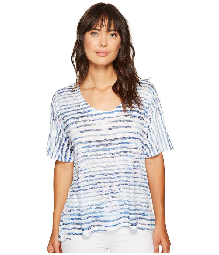 Nally &amp; Millie - Printed Stripe Burnout Top