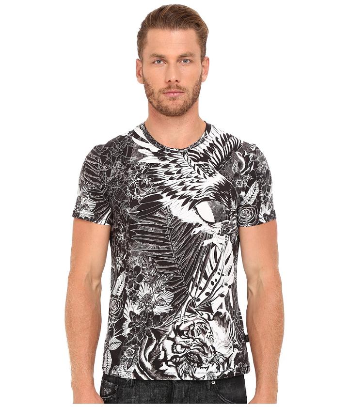Just Cavalli - Slim Fit Jungle Tattoo Printed T-shirt