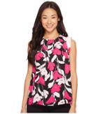 Vince Camuto Specialty Size - Petite Sleeveless Front Pleat Flower Weave Blouse