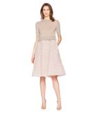 Jil Sander Navy - Short Sleeve Knit Dress With Striped Taffetas Skirt