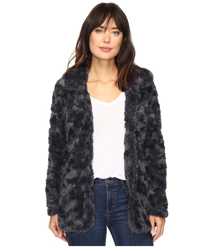 Dylan By True Grit - Silky Faux Fur Classic Coat With Fur Lining