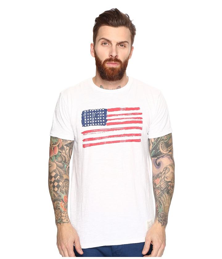 The Original Retro Brand - American Flag Short Sleeve Slub Tee