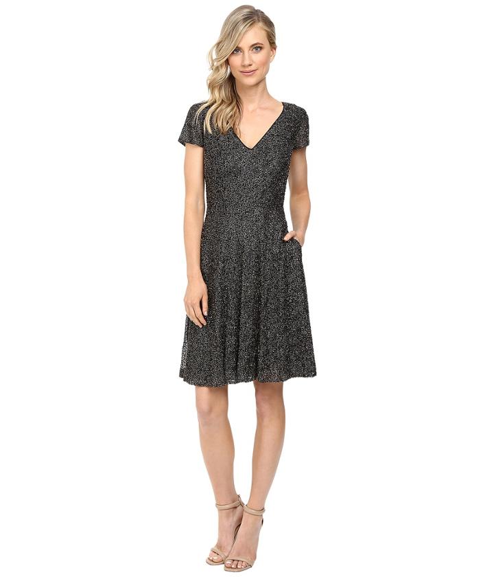 Badgley Mischka - All Over Beaded Fit And Flare With Pockets