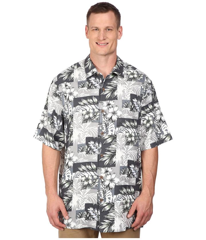 Tommy Bahama Big &amp; Tall - Big Tall Plumeria Patchwork Tortola Silk Camp Shirt