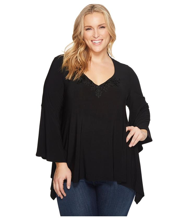 Karen Kane Plus - Plus Size Applique Bell Sleeve Top