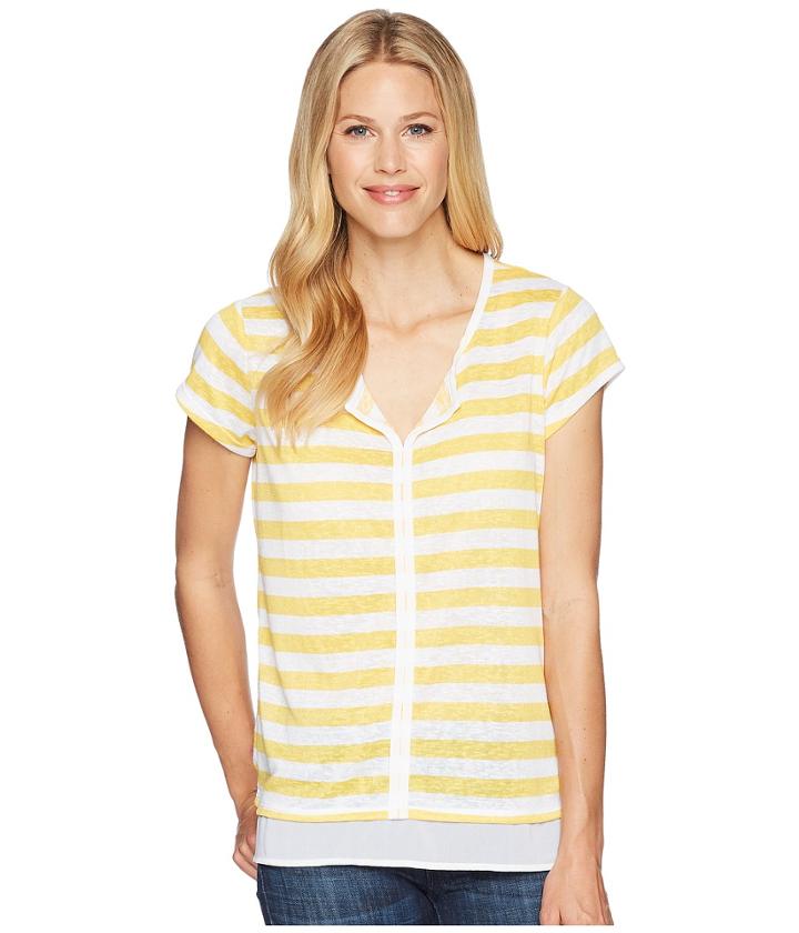 Tribal - Slub Jersey Short Sleeve Top With Notch Collar