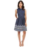 Christin Michaels - Noah Embroidered Denim Dress