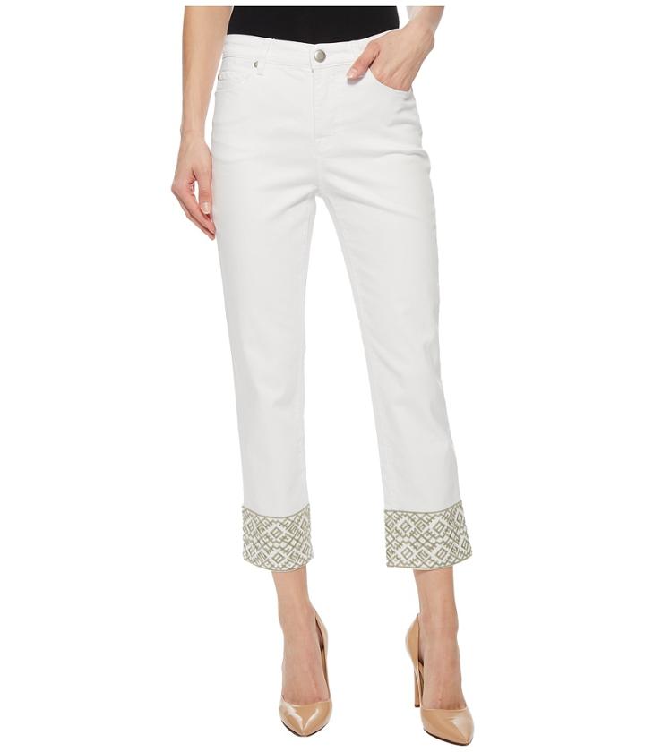Tribal - Soft Touch Denim 25 Capris W/ Embroidered Detail
