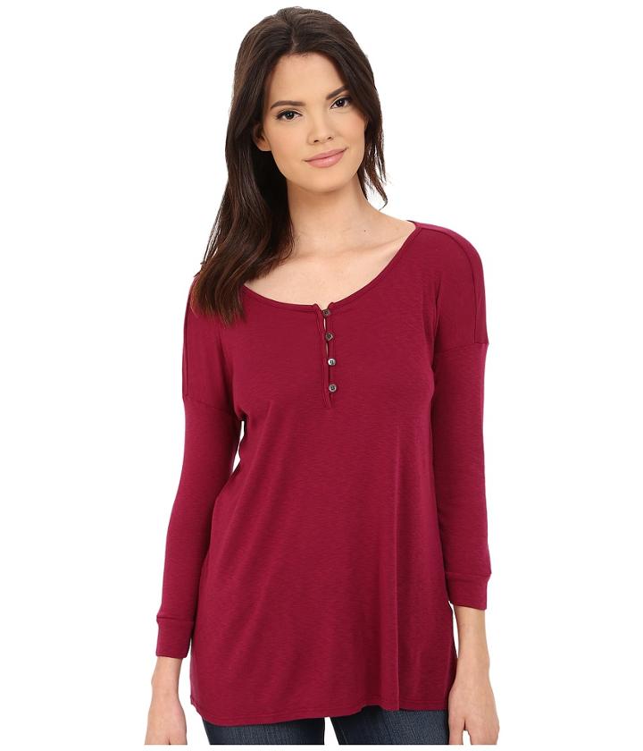 Three Dots - Elena 3/4 Sleeve High-low Henley