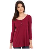 Three Dots - Elena 3/4 Sleeve High-low Henley