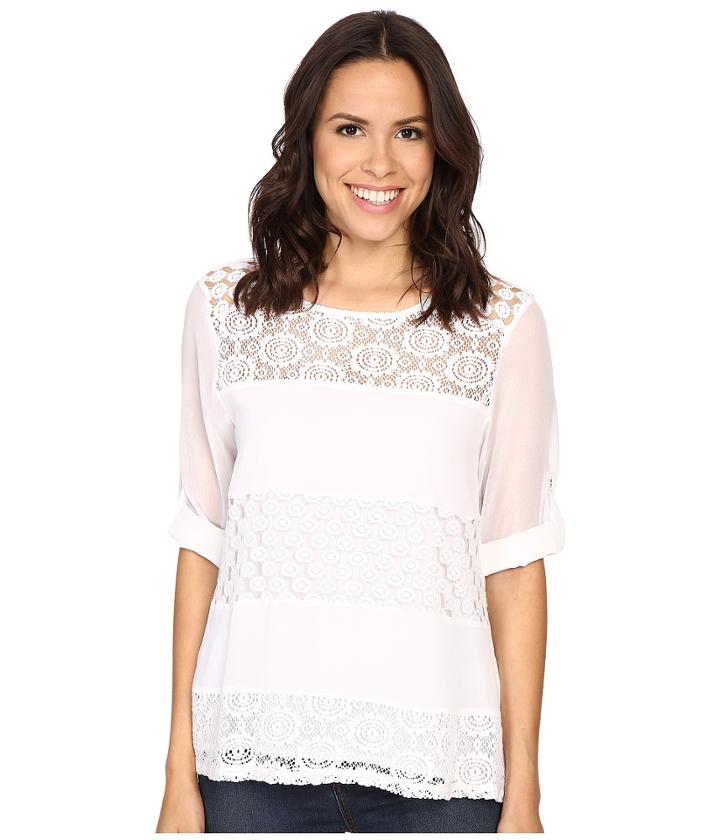 Calvin Klein - Mixed Lace Roll Sleeve