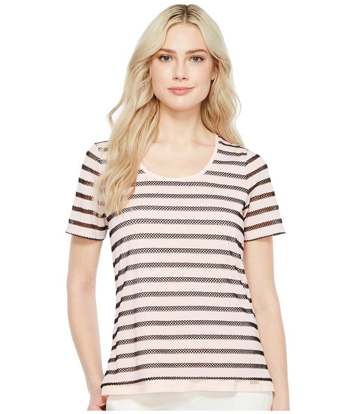Ivanka Trump - Stripe Knit Short Sleeve Tee