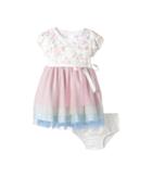 Us Angels - Applique W/ Print Mesh Cap Sleeve W/ Tulle Skirt