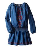 Lucky Brand Kids - Chambray Peasant Dress With Embroidery