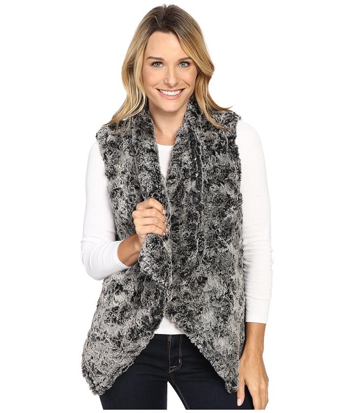 Dylan By True Grit - Plush Faux Classic Silky Fur Draped Vest W/ Fur Lining