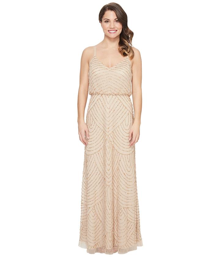 Adrianna Papell - Petite Long Beaded Blousson Slip Dress