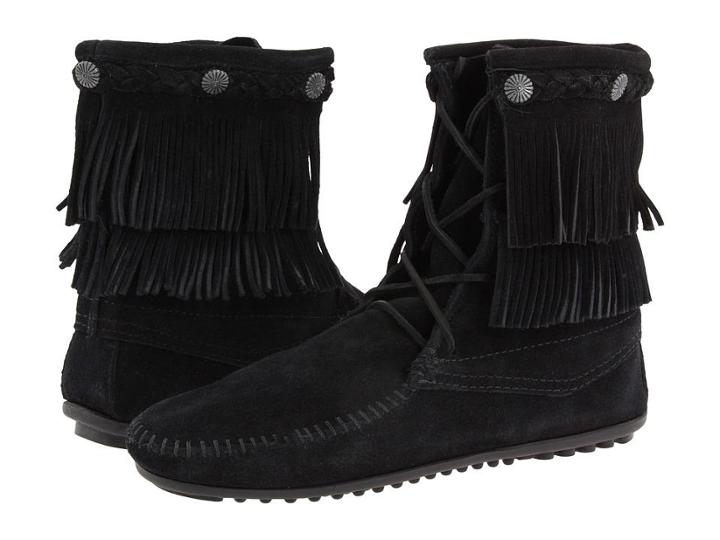 Minnetonka Double Fringe Front Lace Boot