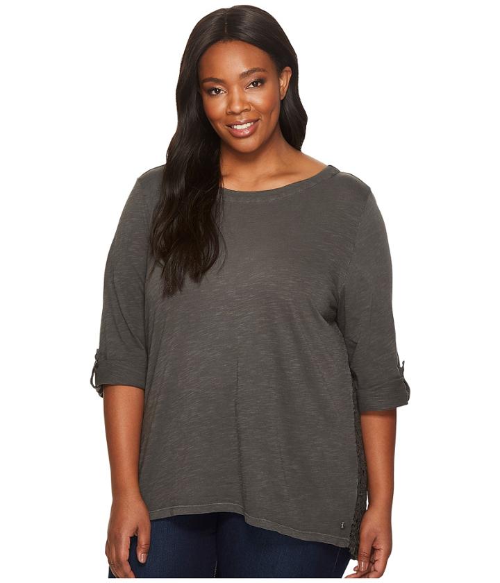 Jag Jeans Plus Size - Plus Size Wren Tee With Crochet Lace Back In Slub Jersey