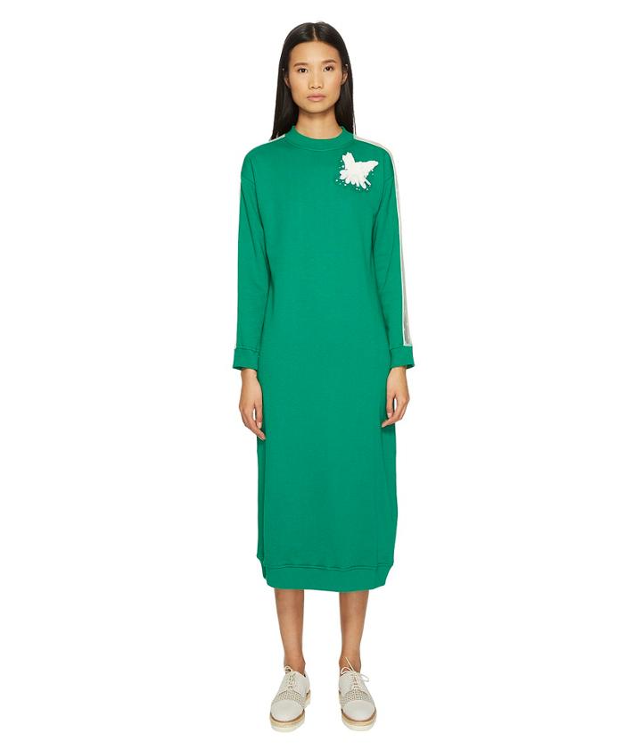 Red Valentino - Maxi Sweatshirt Dress With Bird Embroidery