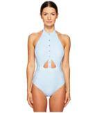 Jonathan Simkhai - Pinstripe-halter Snap Front One-piece