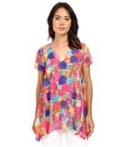Nally &amp; Millie - V-neck Short Sleeve Paint Brush Tunic