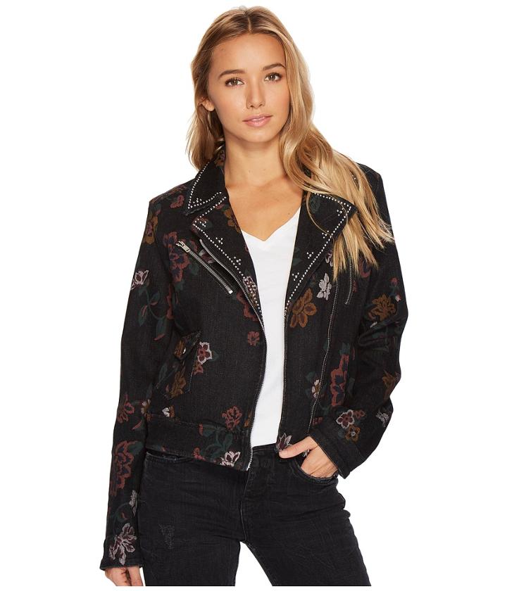 7 For All Mankind - Moto Jacket W/ Studs In Print On Noir