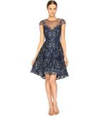 Marchesa Notte - Embroidered Cap Sleeve Cocktail Dress