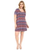 Karen Kane Plus - Plus Size Wavy Print T-shirt Dress