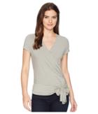 Vince Camuto - Cap Sleeve Stripe Faux Wrap Tie Waist Top