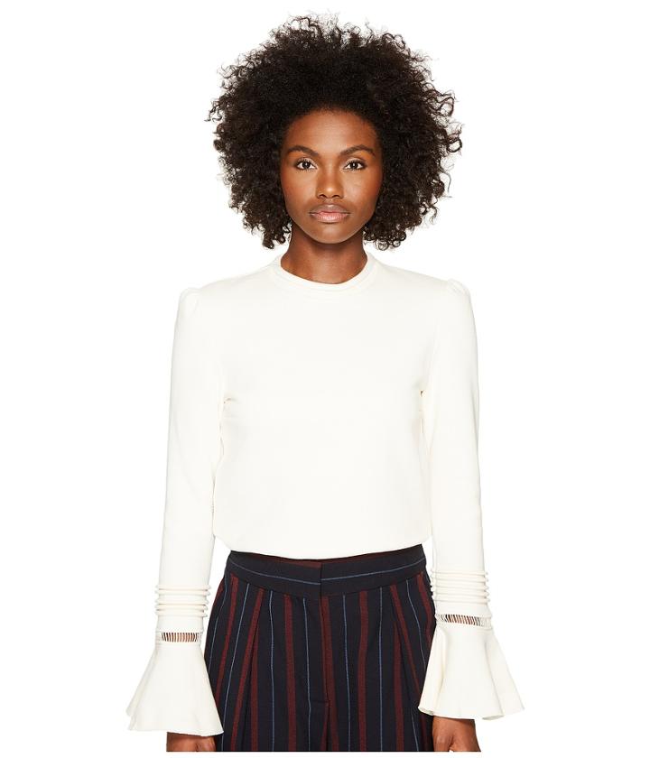 See By Chloe - Fleece And Lace Bell Sleeve Long Sleeve