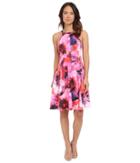 Adrianna Papell - Cutaway Neckline Printed Scuba Fit And Flare